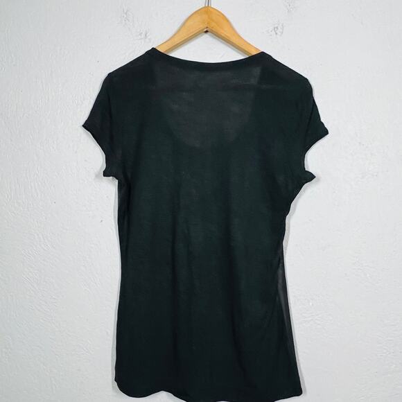 Calvin Klein Snakeprint Burnout Tee Mesh Cap Sleeve Black Casual - M - Picture 3 of 4